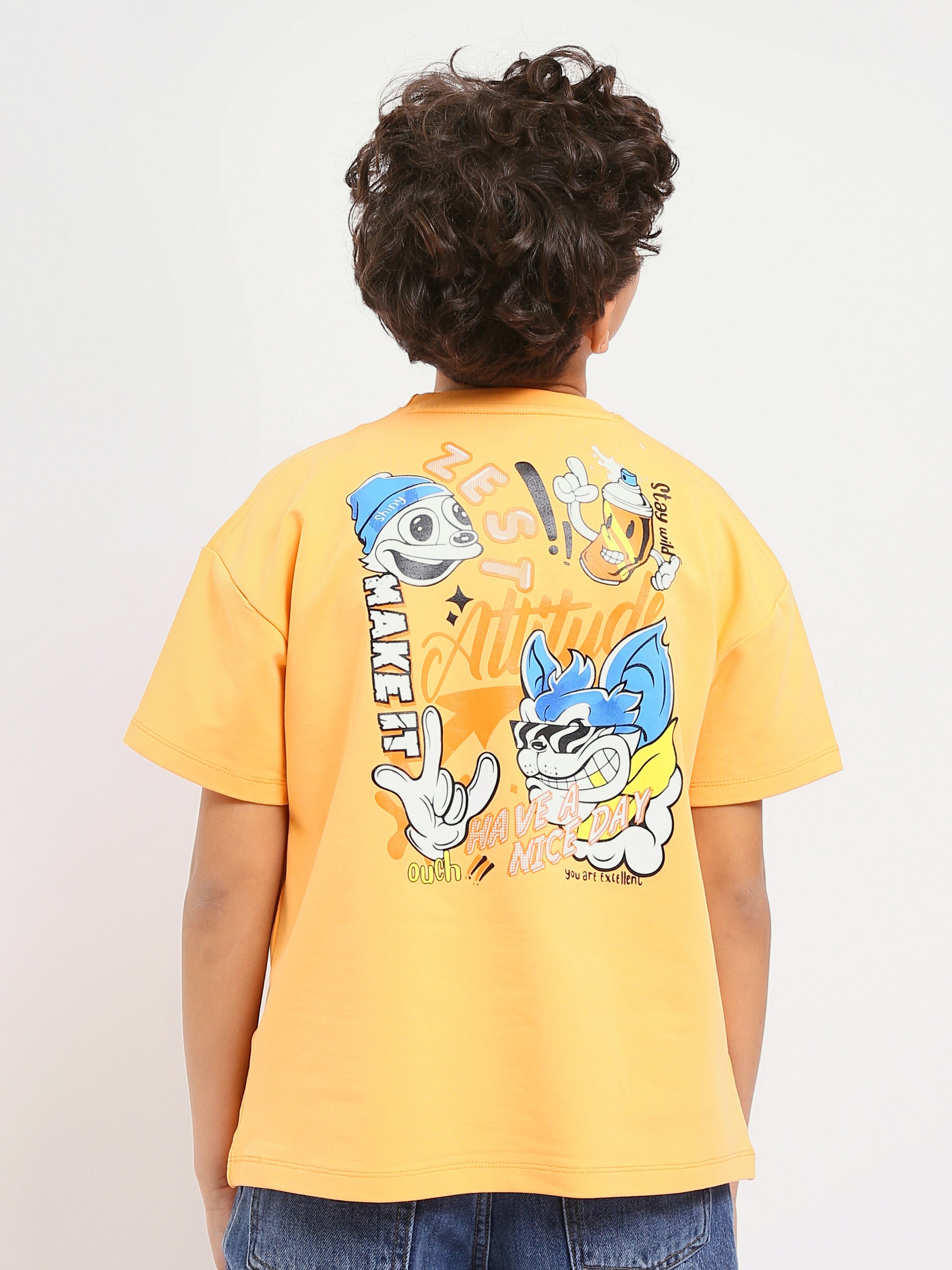 T-shirt Garçon Jaune "Have a Nice Day" – Design Graphique Fun et Moderne - TSH25SPRO32743TB1