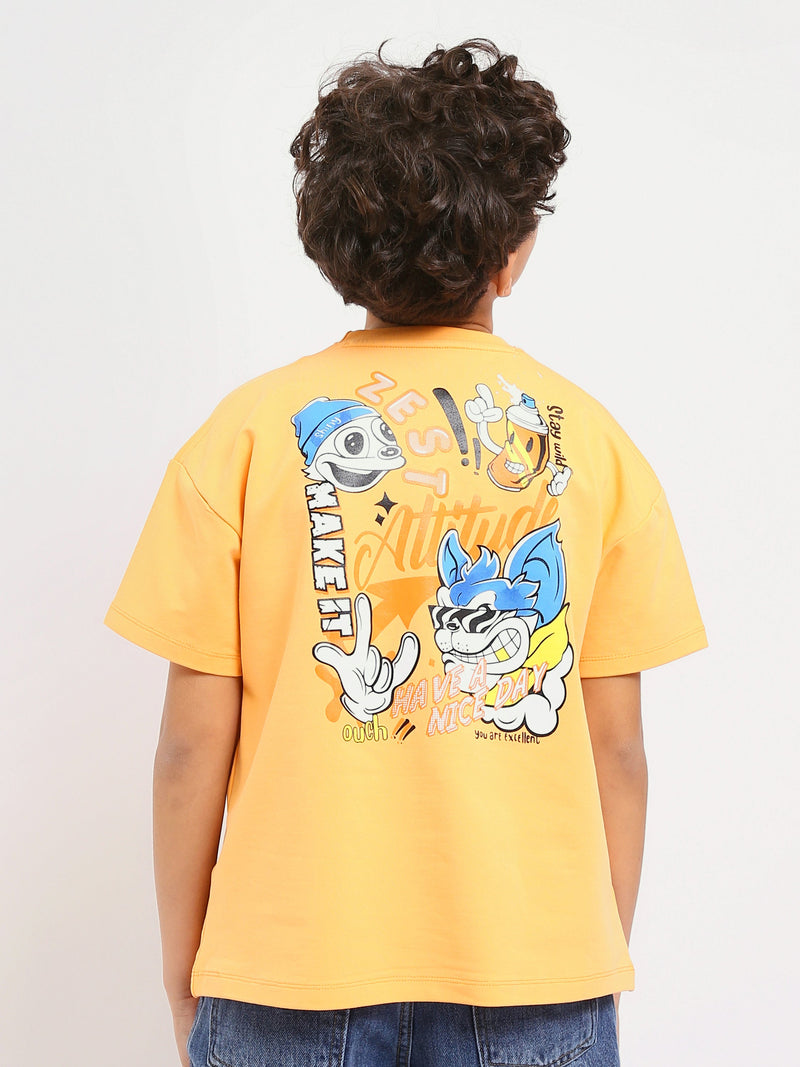 T-shirt Garçon Jaune "Have a Nice Day" – Design Graphique Fun et Moderne - TSH25SPRO32743TB1