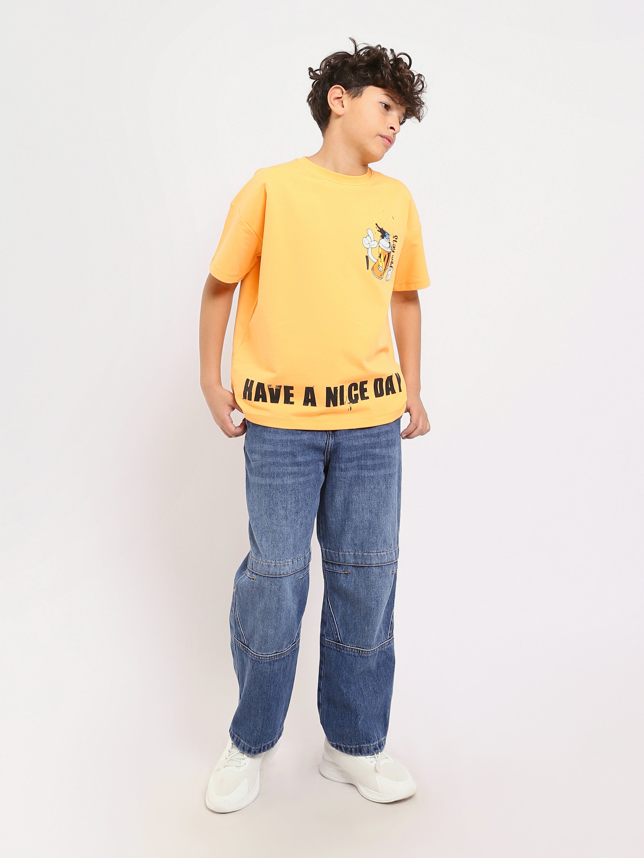 T-shirt Garçon Jaune "Have a Nice Day" – Design Graphique Fun et Moderne - TSH25SPRO32743TB1