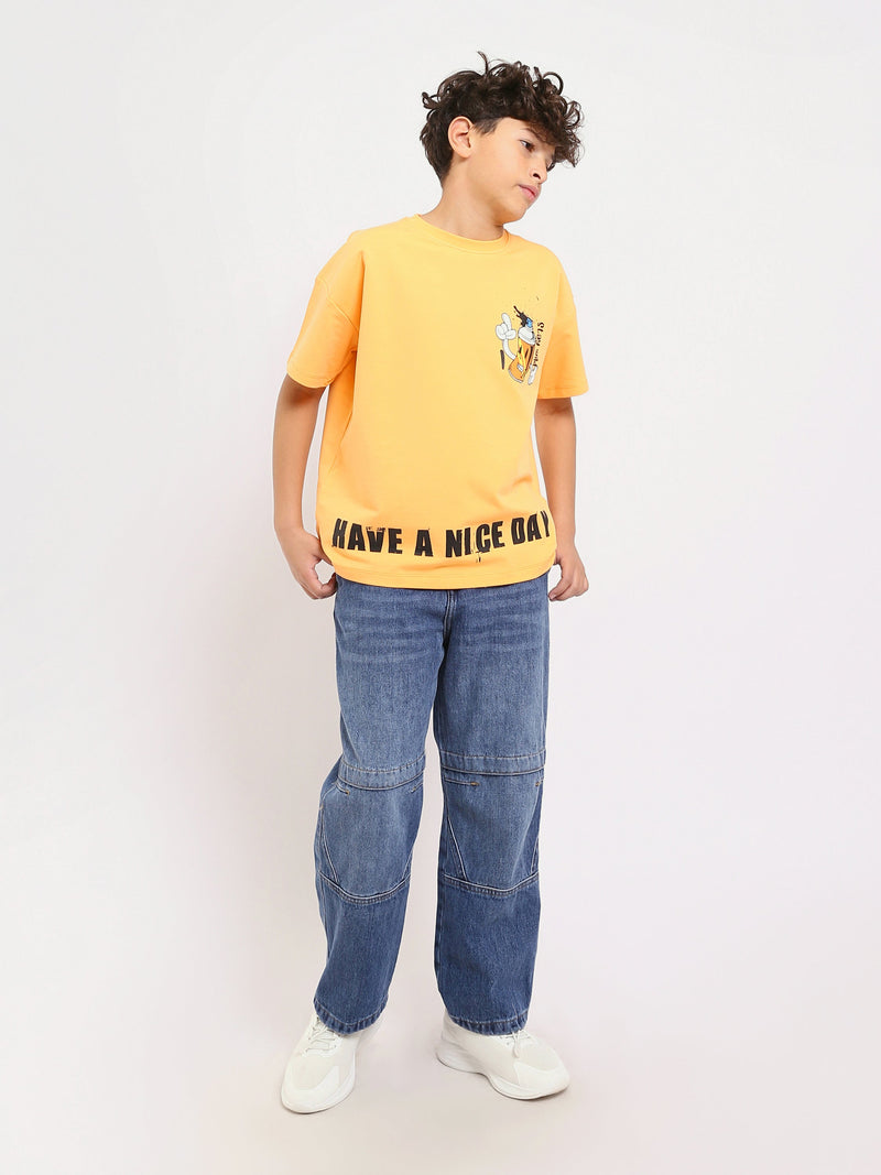 T-shirt Garçon Jaune "Have a Nice Day" – Design Graphique Fun et Moderne - TSH25SPRO32743TB1