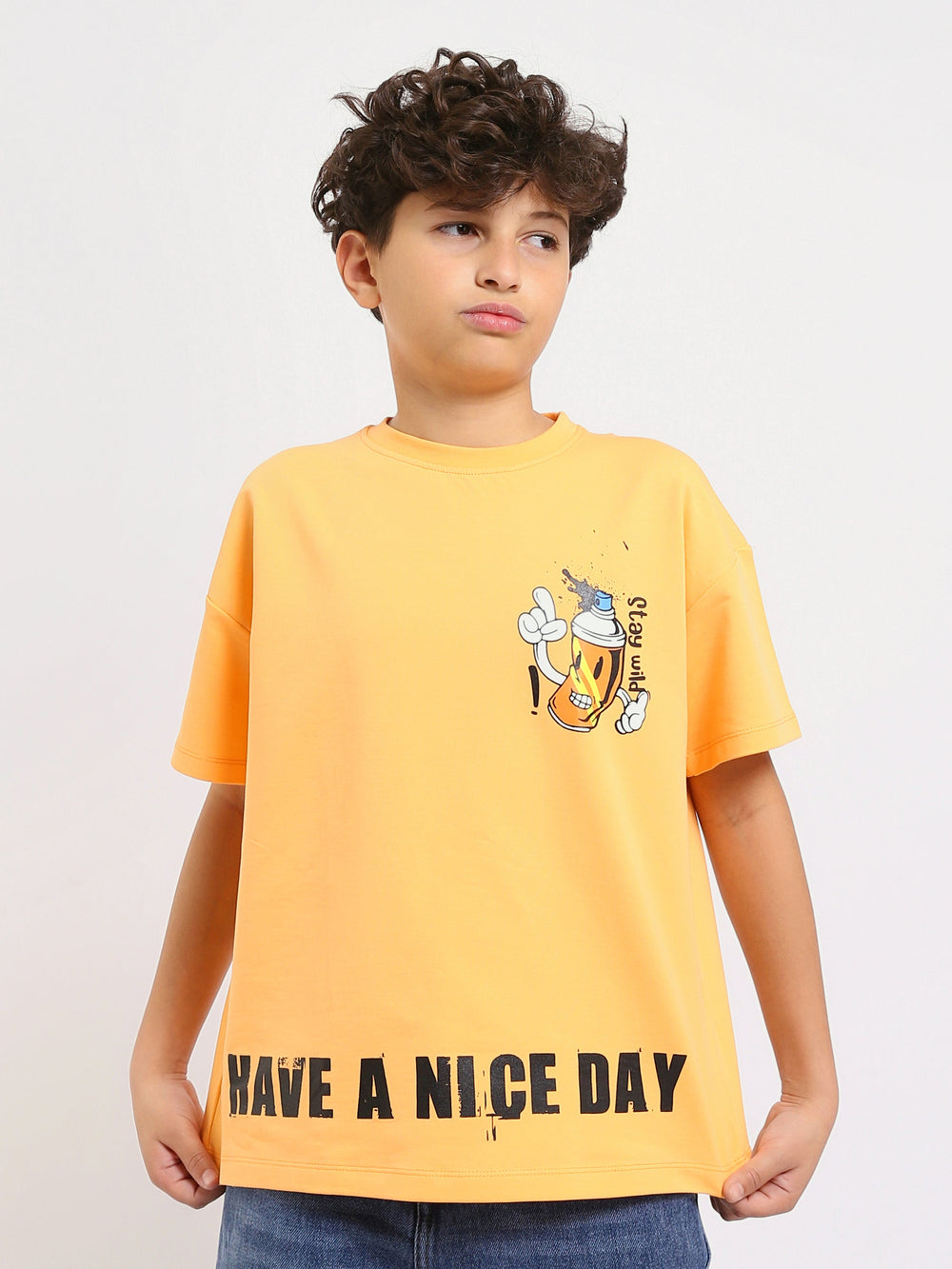 T-shirt Garçon Jaune "Have a Nice Day" – Design Graphique Fun et Moderne - TSH25SPRO32743TB1