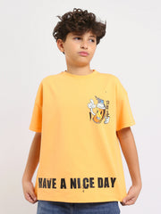 T-shirt Garçon Jaune "Have a Nice Day" – Design Graphique Fun et Moderne - TSH25SPRO32743TB1