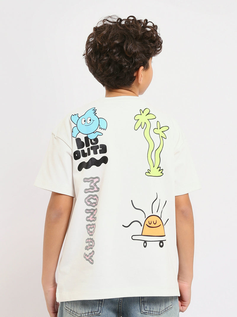 T-shirt Garçon Slim Fit – Imprimé ‘MONDAY’ avec Détails Ludiques - TSH25SPRS32693TB1