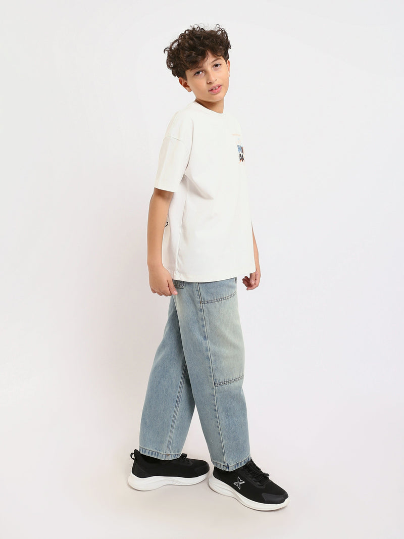 T-shirt Garçon Slim Fit – Imprimé ‘MONDAY’ avec Détails Ludiques - TSH25SPRS32693TB1