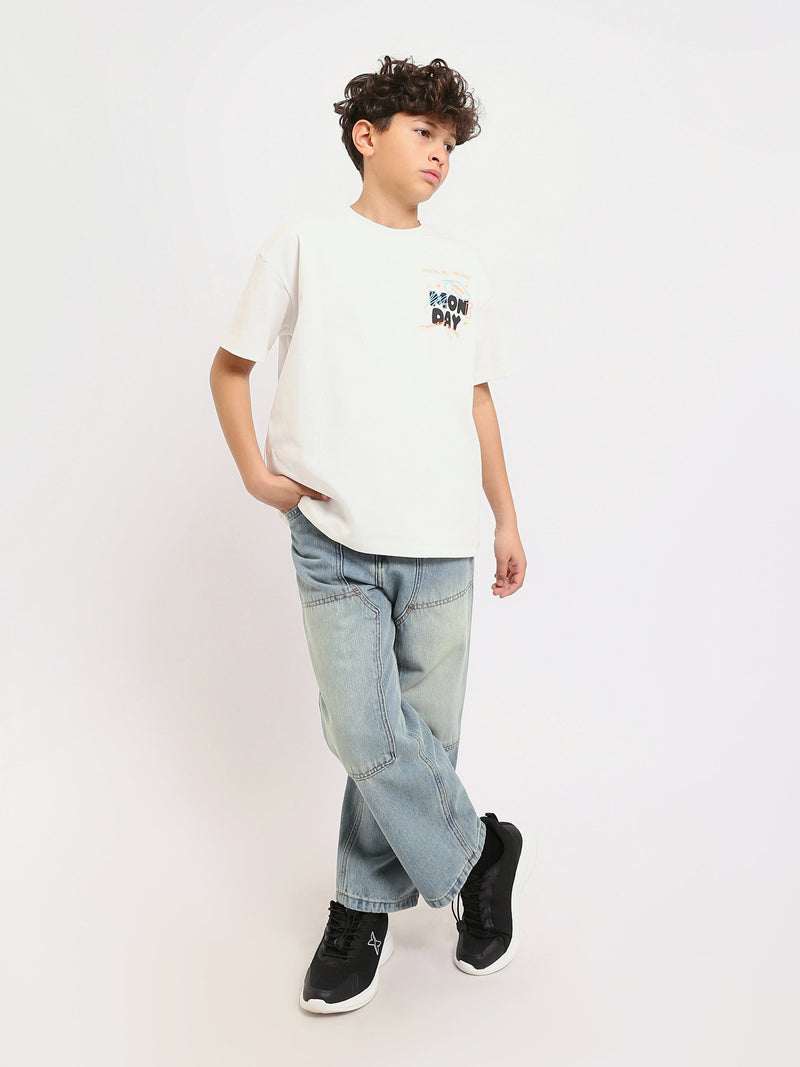 T-shirt Garçon Slim Fit – Imprimé ‘MONDAY’ avec Détails Ludiques - TSH25SPRS32693TB1