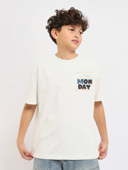 T-shirt Garçon Slim Fit – Imprimé ‘MONDAY’ avec Détails Ludiques - TSH25SPRS32693TB1