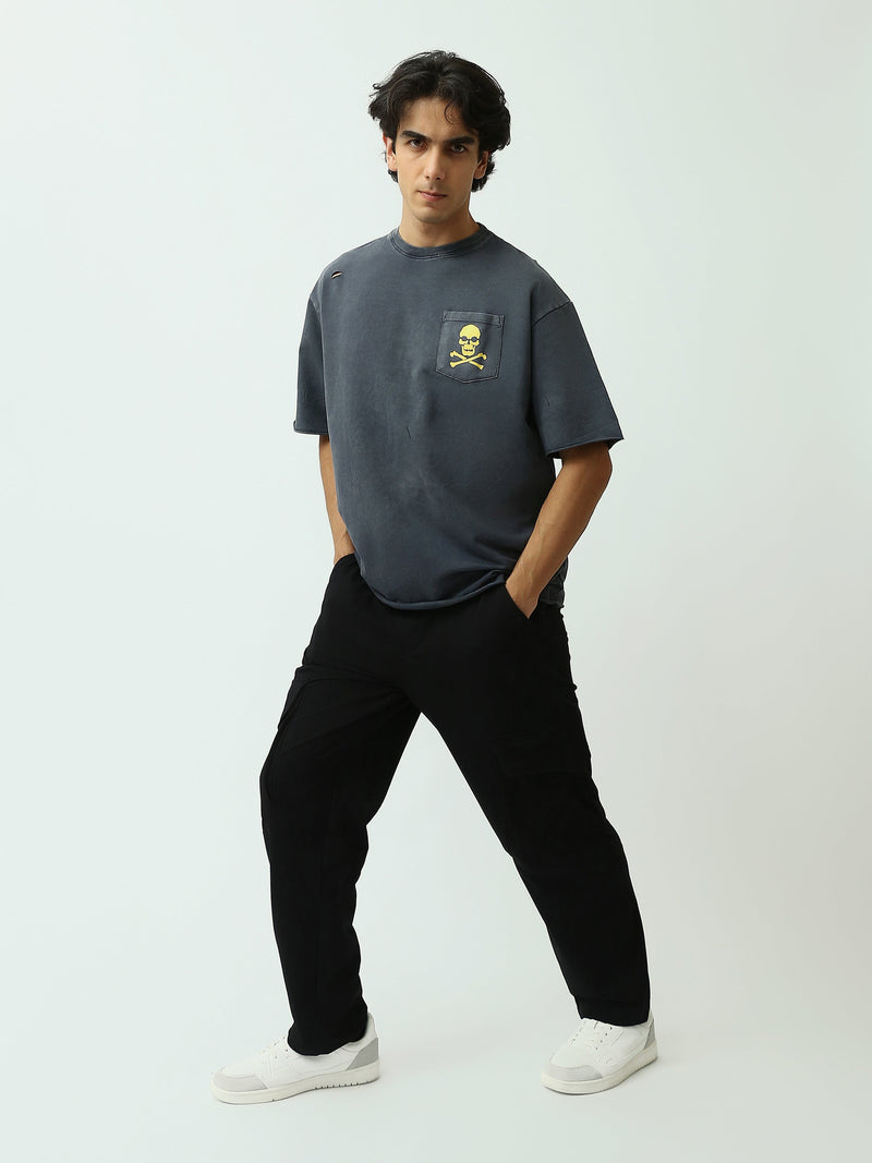 T-shirt Oversize Homme avec Poche Imprimée Tête de Mort - TSH25STR20550TM1
