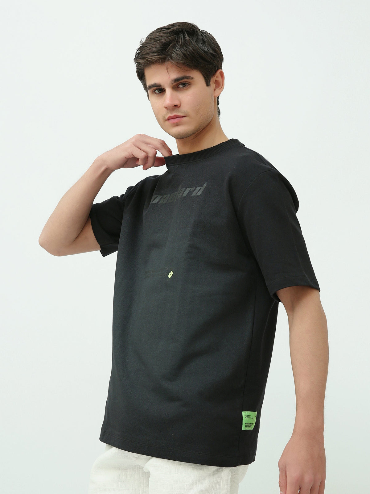 T-shirt Homme Oversize Minimaliste à Imprimé Ton sur Ton - TSH25STRO20434TM1