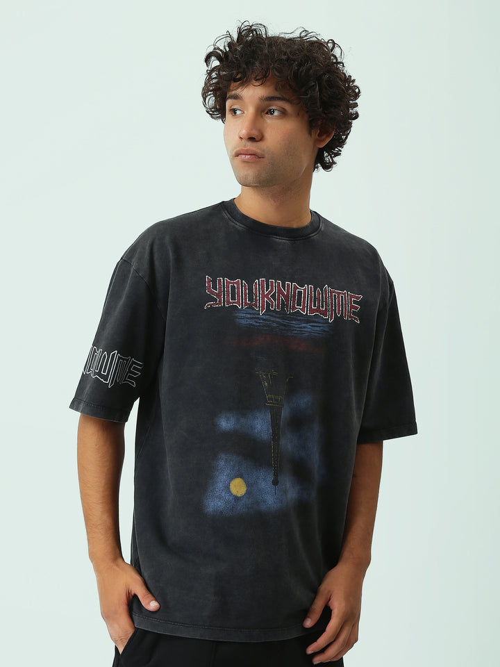 T-shirt Oversize Homme Effet Délavé à Imprimé Graphique - TSH25STRO20549TM1