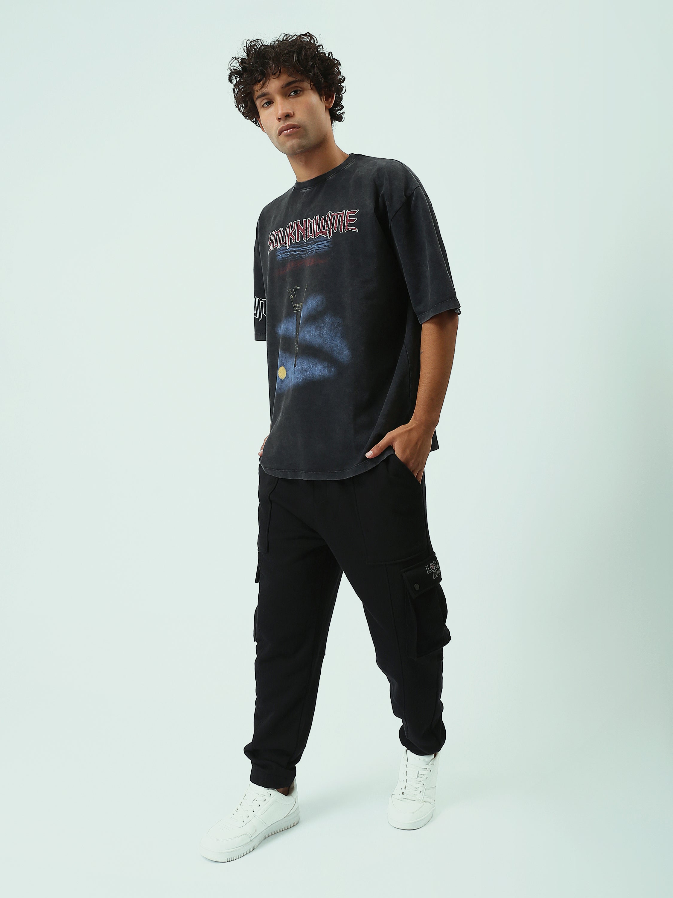 T-shirt Oversize Homme Effet Délavé à Imprimé Graphique - TSH25STRO20549TM1