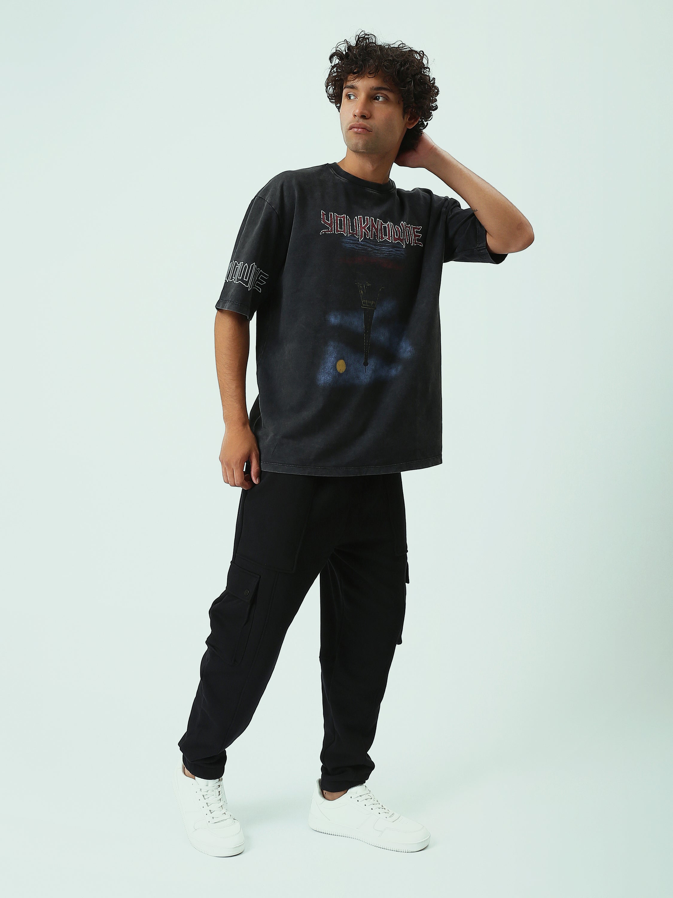 T-shirt Oversize Homme Effet Délavé à Imprimé Graphique - TSH25STRO20549TM1