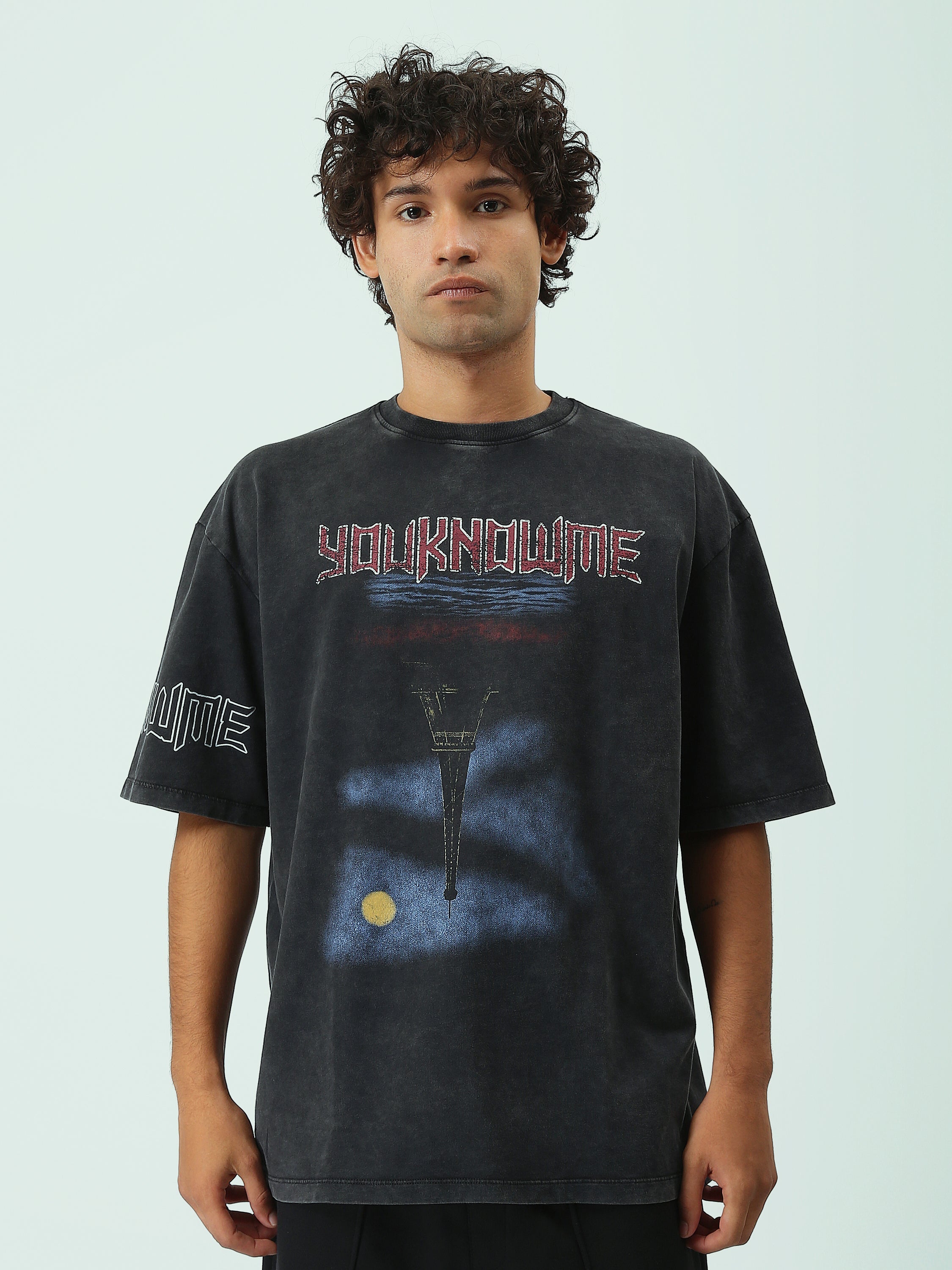 T-shirt Oversize Homme Effet Délavé à Imprimé Graphique - TSH25STRO20549TM1