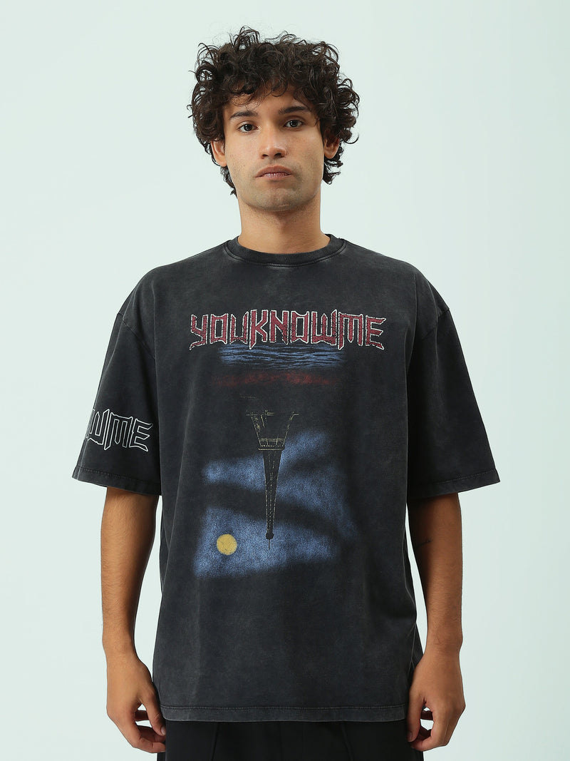T-shirt Oversize Homme Effet Délavé à Imprimé Graphique - TSH25STRO20549TM1