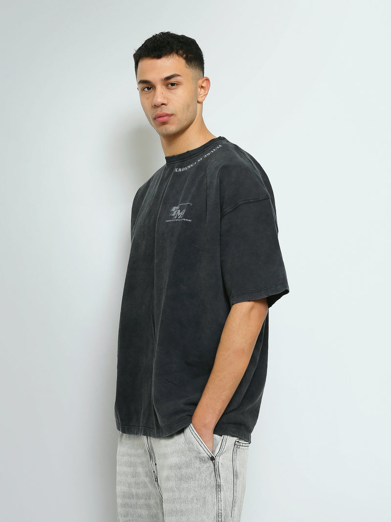 T-shirt Oversize Homme Effet Délavé à Imprimés Urbains - TSH25STRO20559TM1