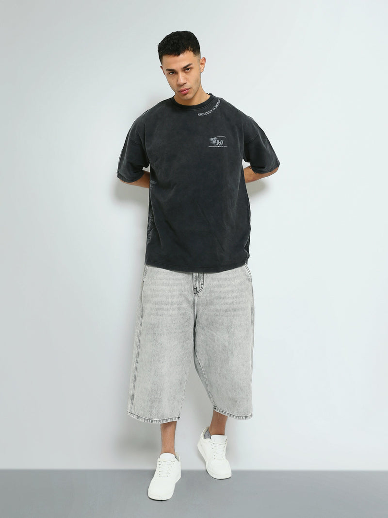 T-shirt Oversize Homme Effet Délavé à Imprimés Urbains - TSH25STRO20559TM1