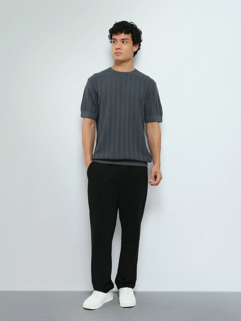 T-Shirt Homme en Maille Texturée à Rayures Verticales - TSH26S20000010TM1