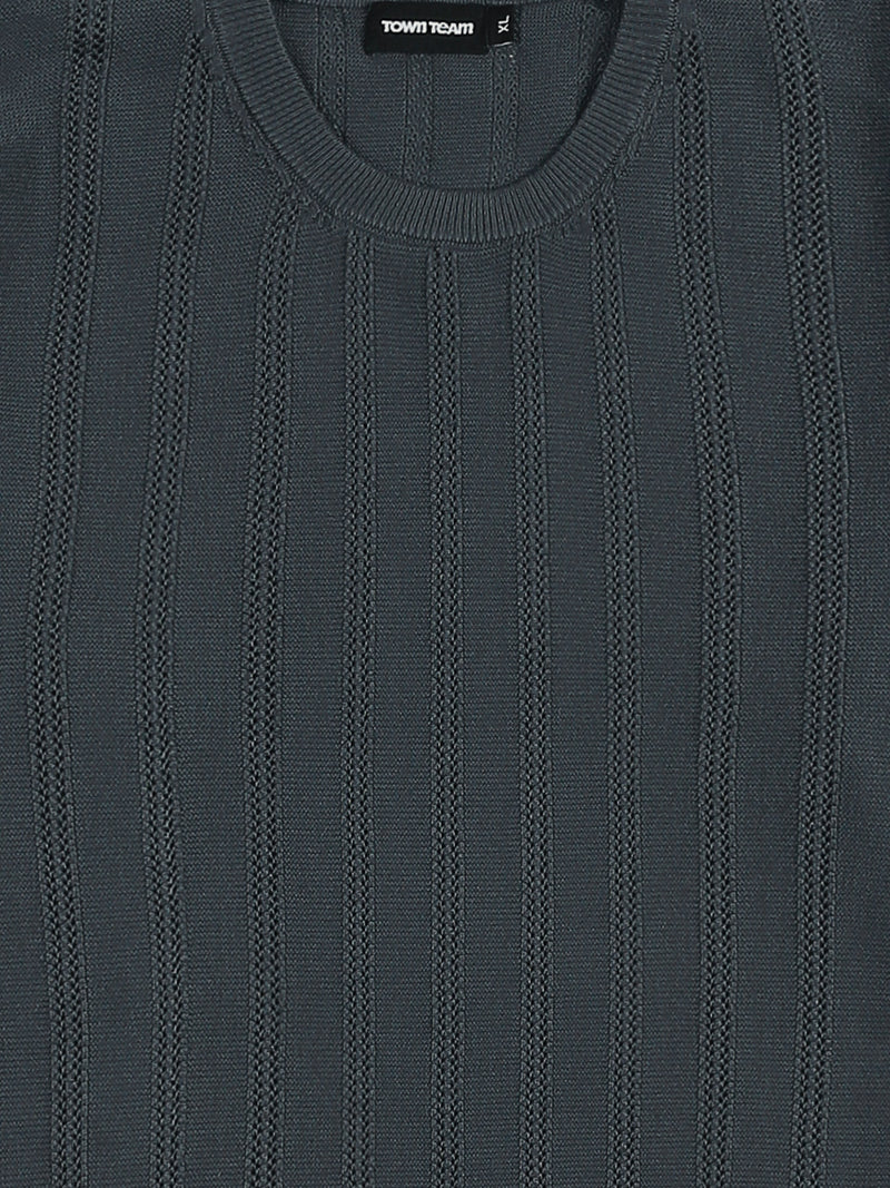 T-Shirt Homme en Maille Texturée à Rayures Verticales - TSH26S20000010TM1