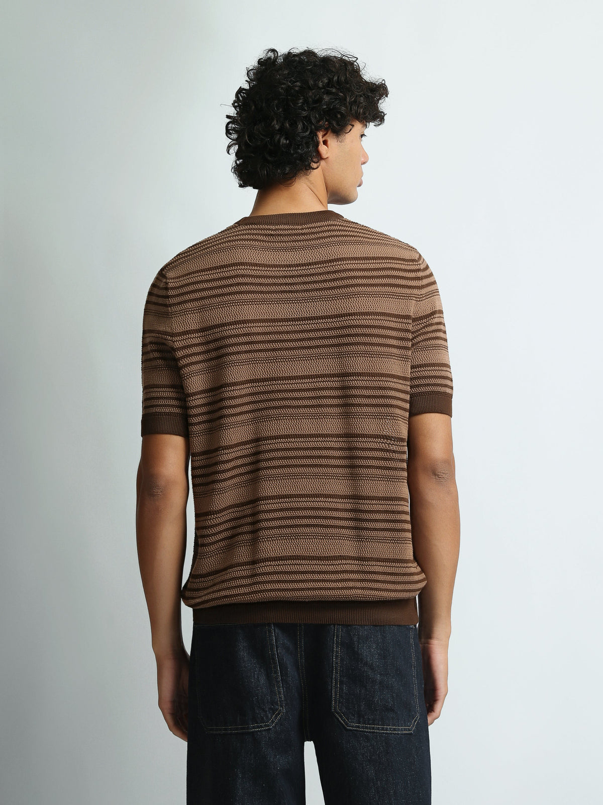 T-Shirt Homme Regular Fit en Maille Texturée à Rayures - TSH26S20000019TM1