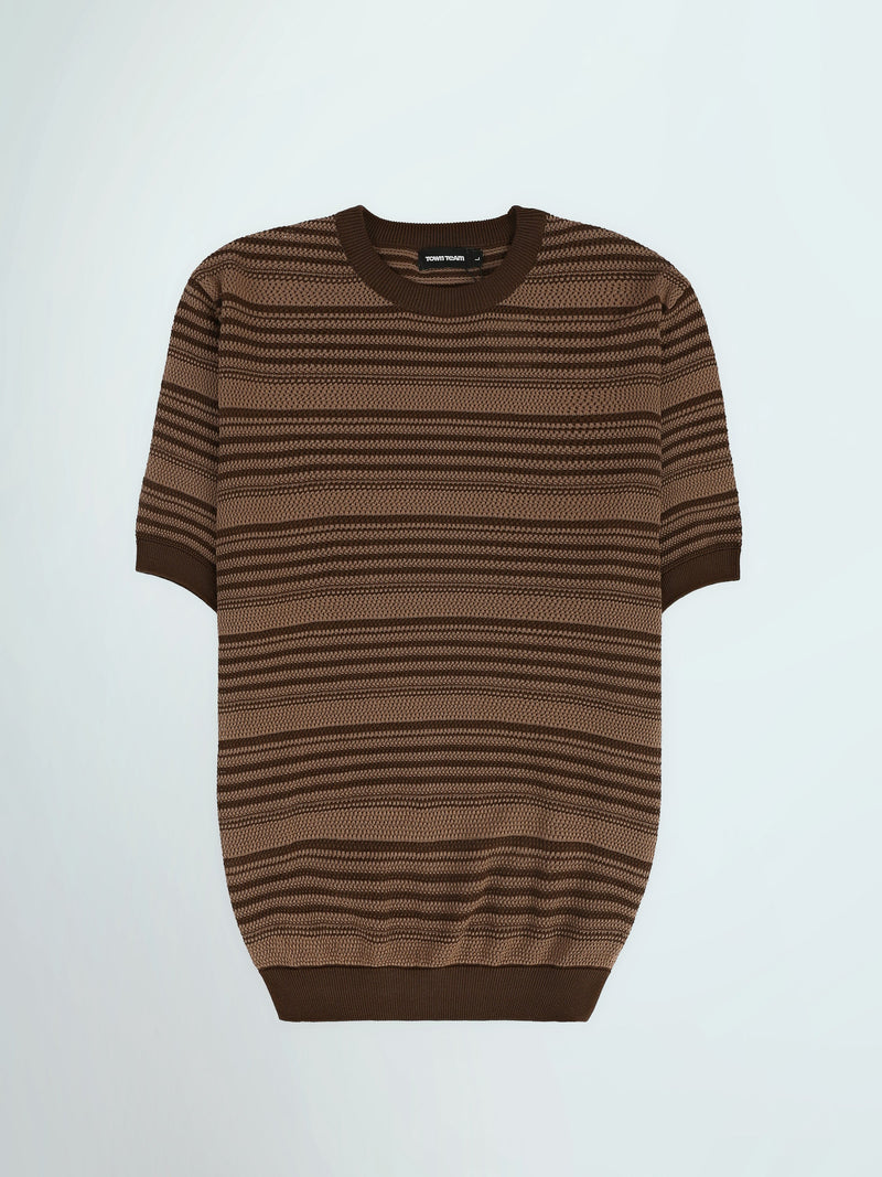 T-Shirt Homme Regular Fit en Maille Texturée à Rayures - TSH26S20000019TM1