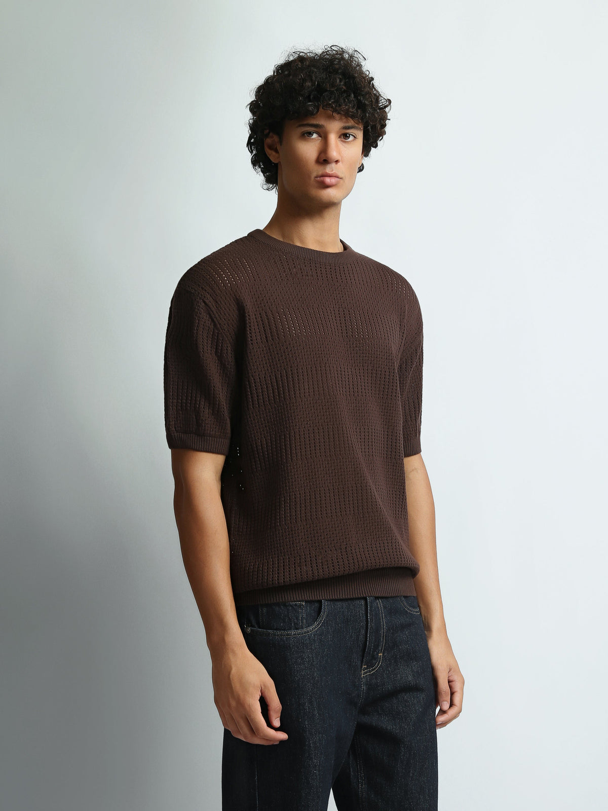 T-Shirt Homme en Maille Ajourée à Manches Courtes - TSH26S20000021TM1
