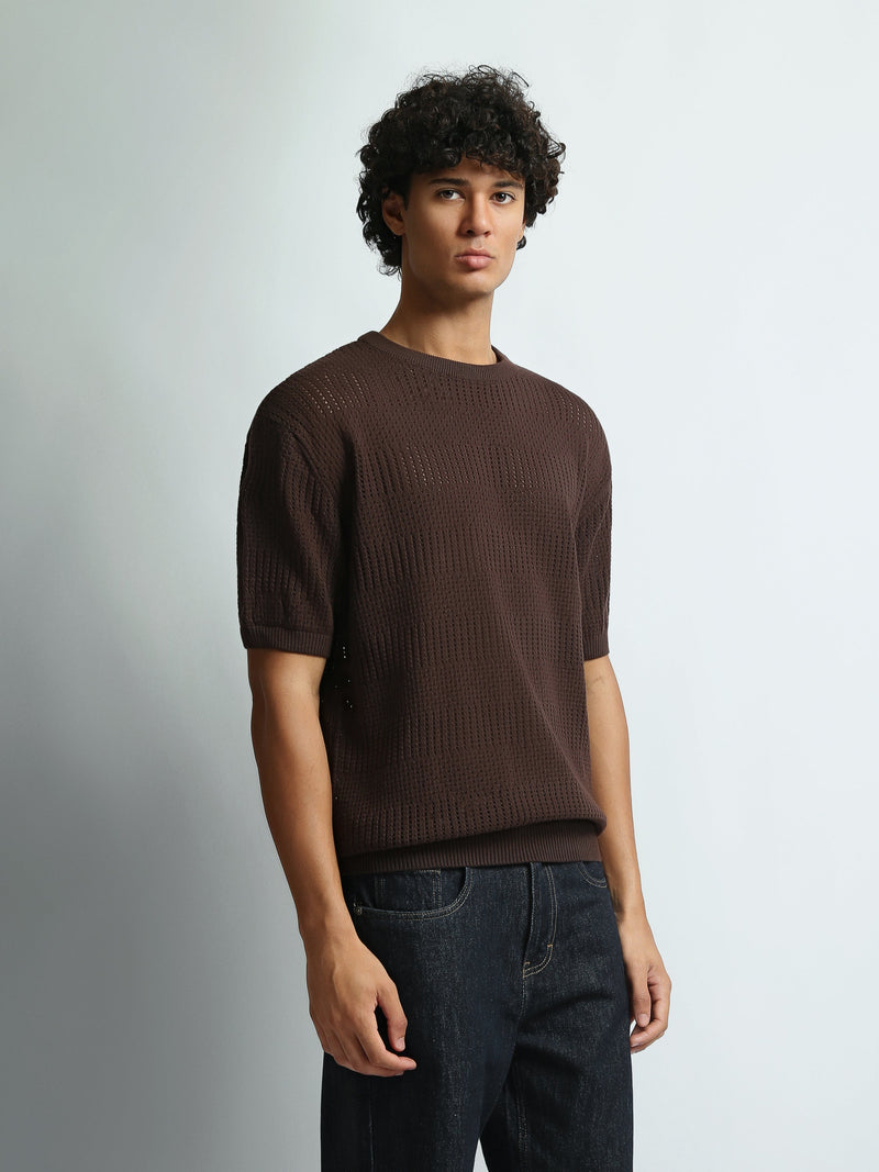 T-Shirt Homme en Maille Ajourée à Manches Courtes - TSH26S20000021TM1