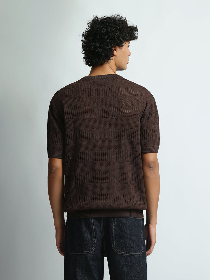 T-Shirt Homme en Maille Ajourée à Manches Courtes - TSH26S20000021TM1