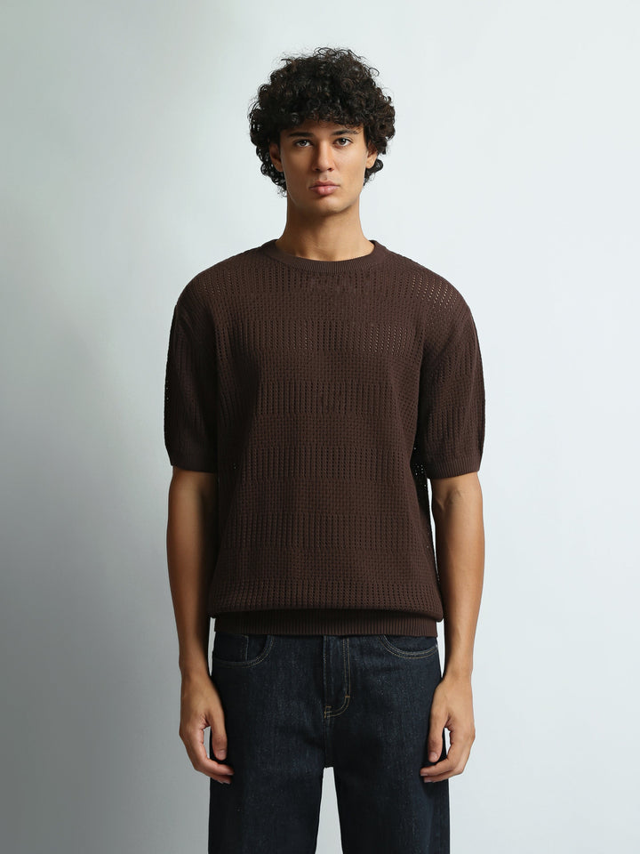 T-Shirt Homme en Maille Ajourée à Manches Courtes - TSH26S20000021TM1