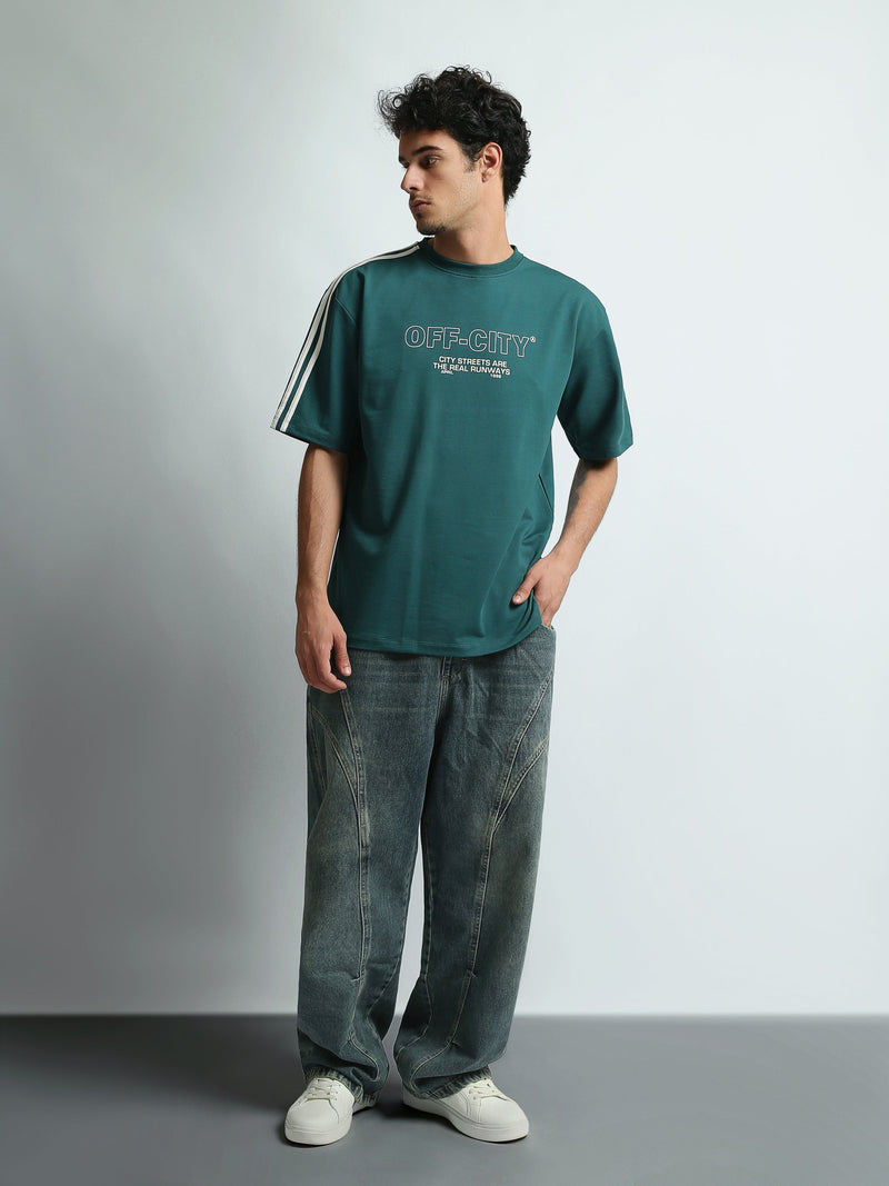 T-Shirt Homme Oversize à Imprimé Off-City et Bandes - TSH26S20000076TM1