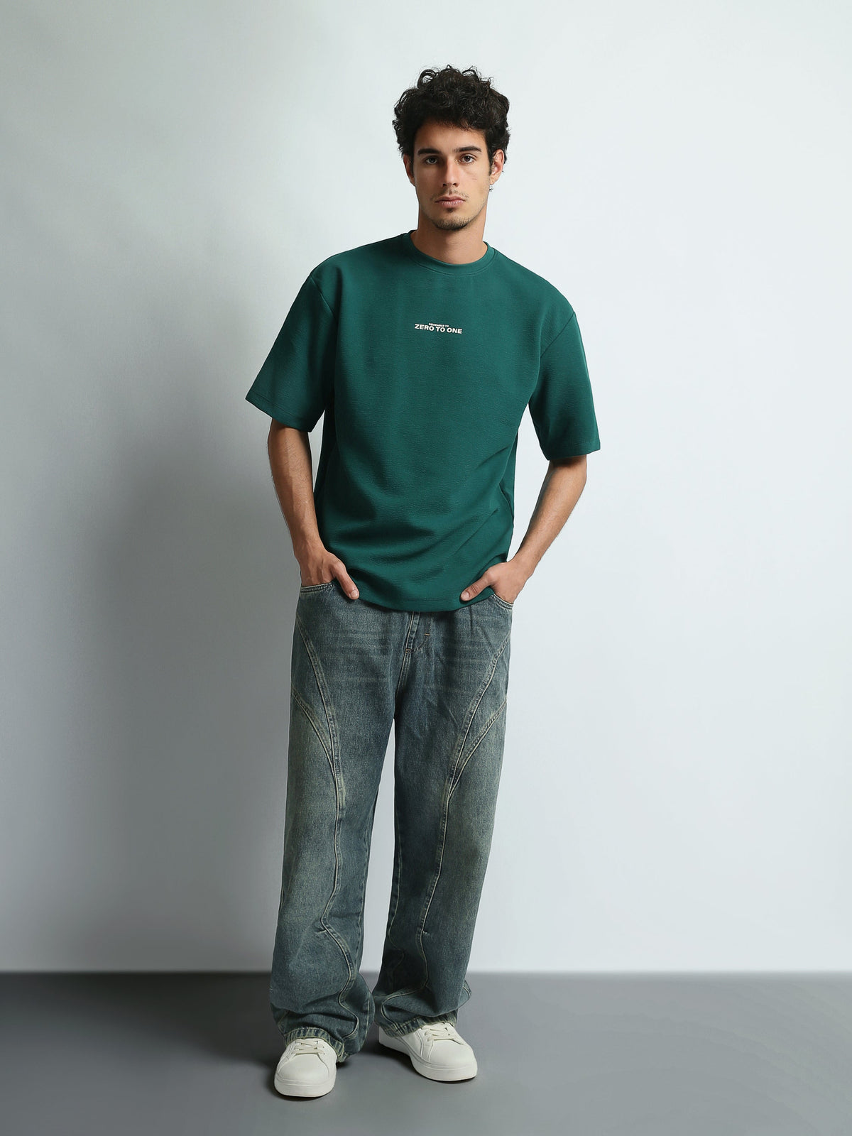 T-Shirt Homme Oversize à Imprimé Zero to One - TSH26S20000084TM1