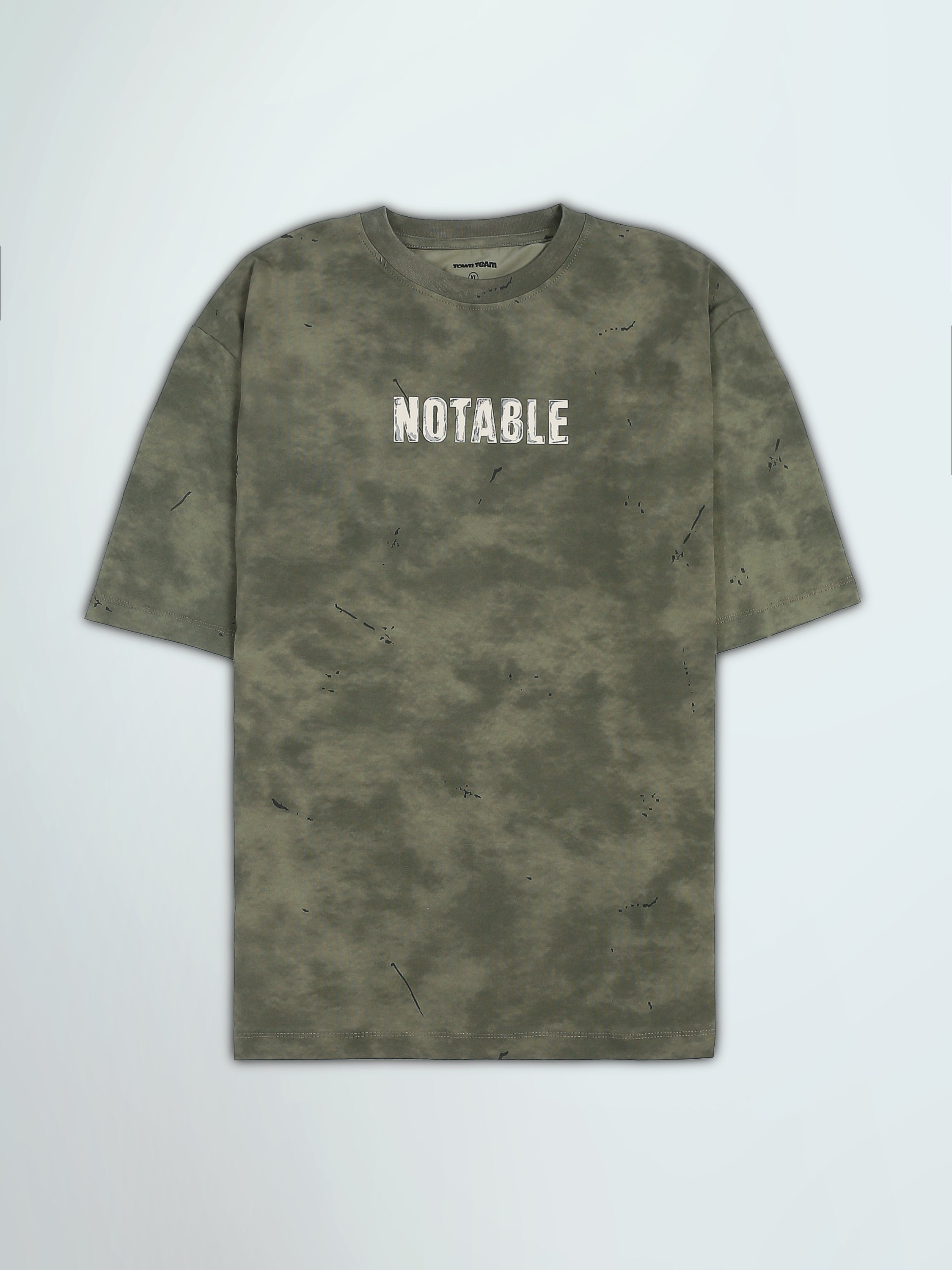 T-Shirt Oversize Homme Effet Délavé à Imprimé Notable - TSH26SARO20057TM1