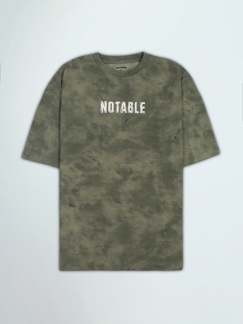 T-Shirt Oversize Homme Effet Délavé à Imprimé Notable - TSH26SARO20057TM1
