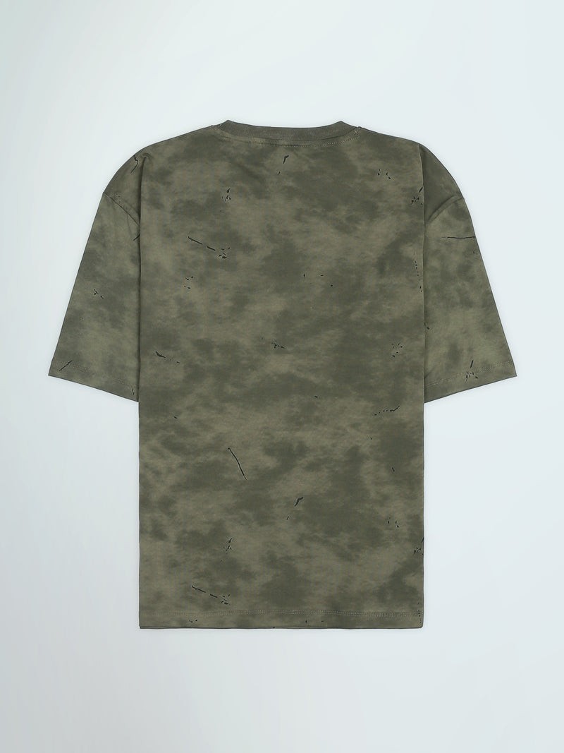 T-Shirt Oversize Homme Effet Délavé à Imprimé Notable - TSH26SARO20057TM1