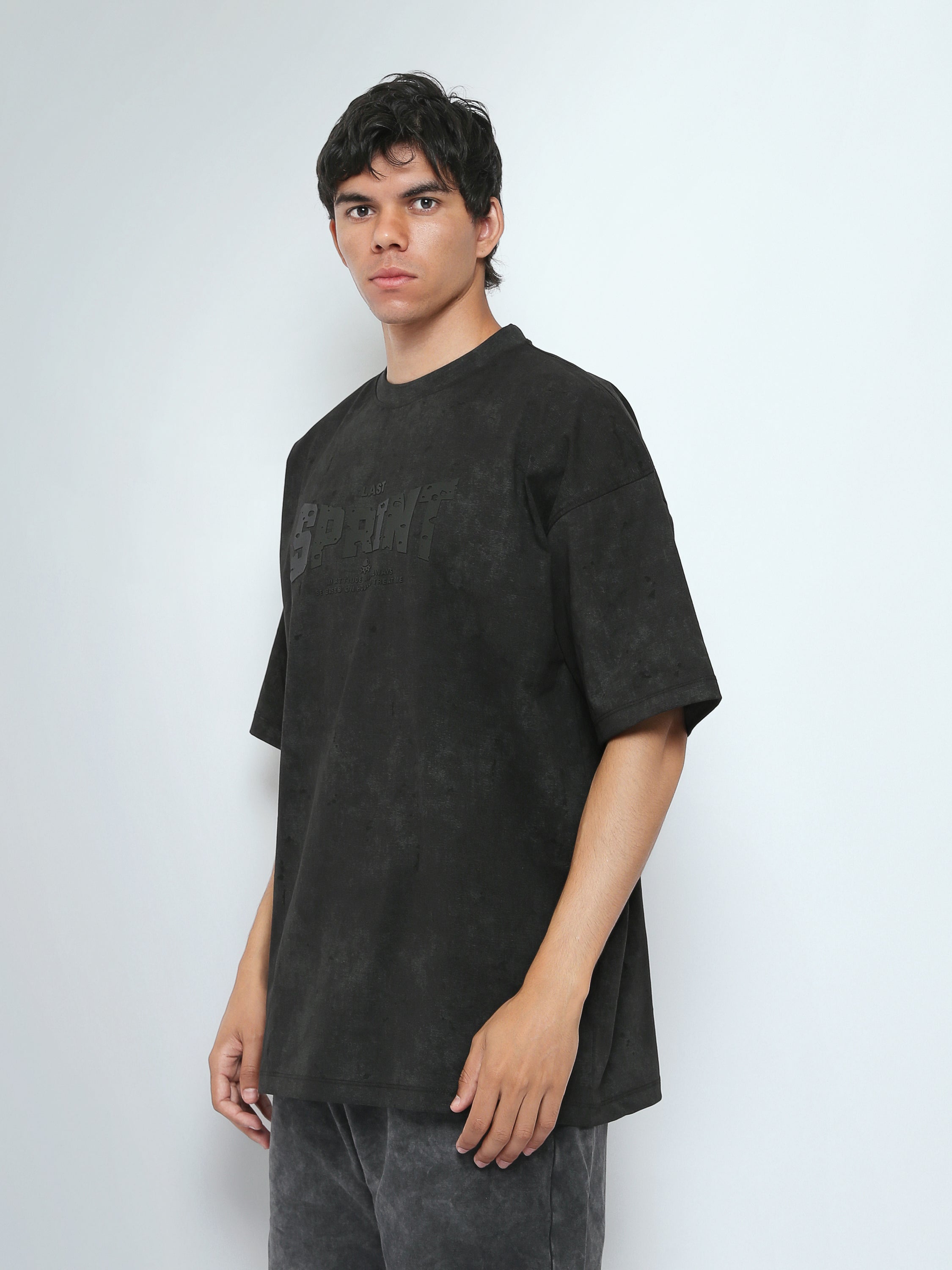 T-Shirt Oversize Homme Effet Délavé à Imprimé Graphique - TSH26SARO20072TM1