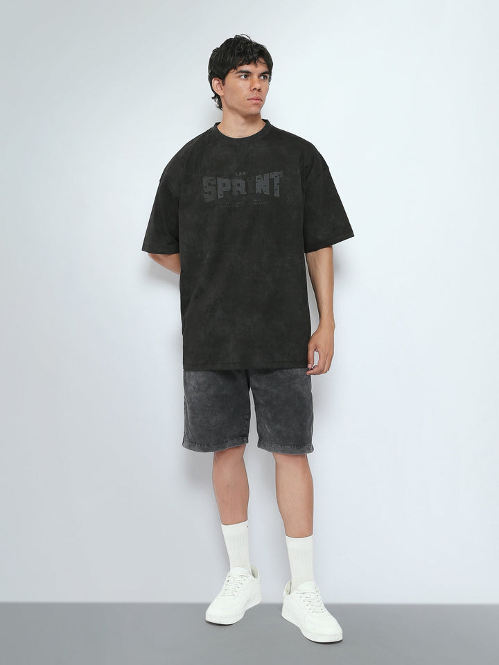 T-Shirt Oversize Homme Effet Délavé à Imprimé Graphique - TSH26SARO20072TM1