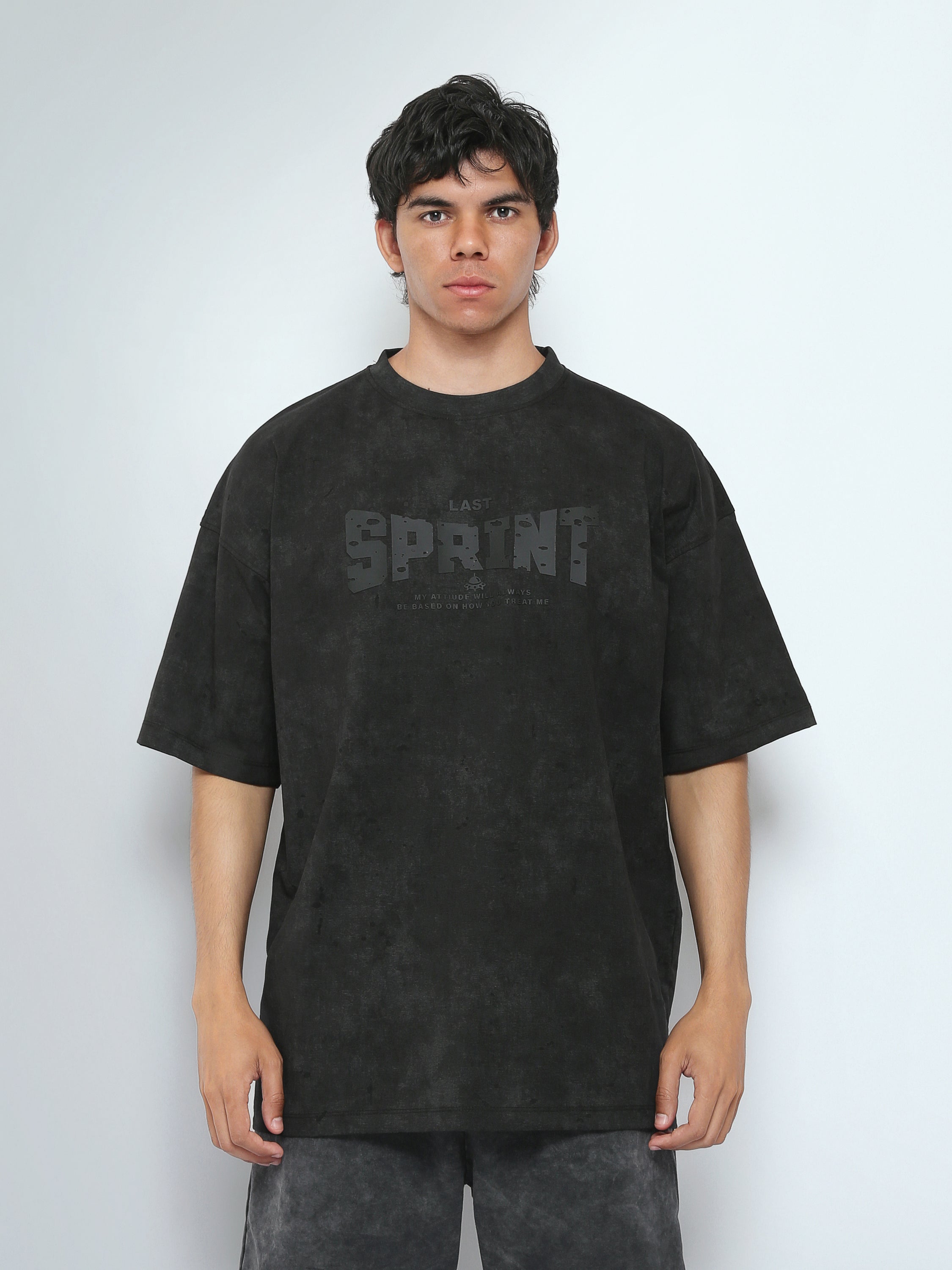 T-Shirt Oversize Homme Effet Délavé à Imprimé Graphique - TSH26SARO20072TM1