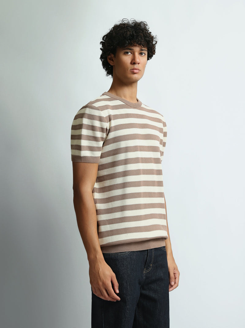 T-Shirt Homme Regular Fit en Maille à Rayures - TSH26SKRS20005TM1