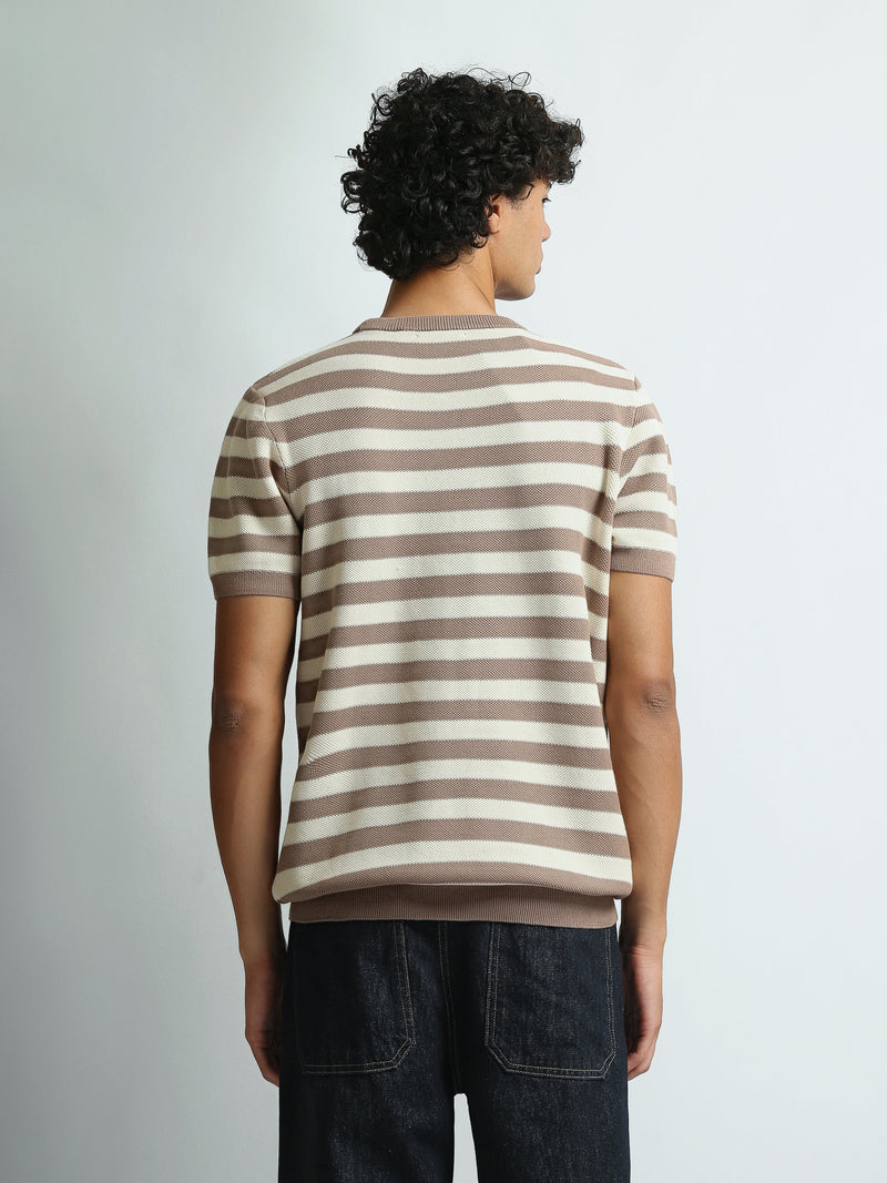 T-Shirt Homme Regular Fit en Maille à Rayures - TSH26SKRS20005TM1