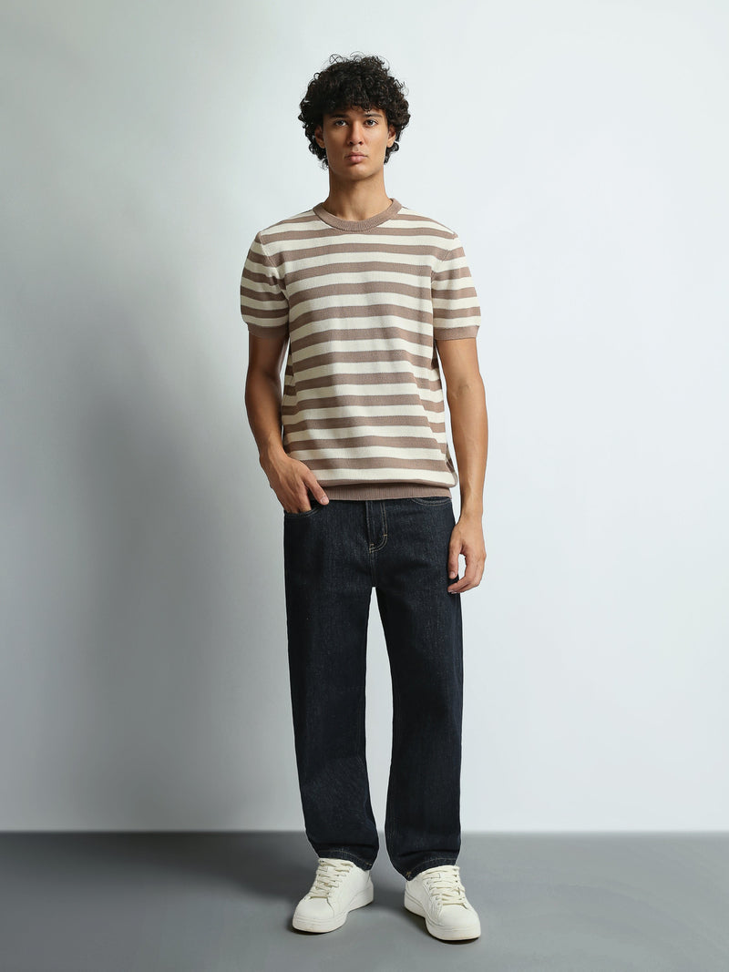 T-Shirt Homme Regular Fit en Maille à Rayures - TSH26SKRS20005TM1