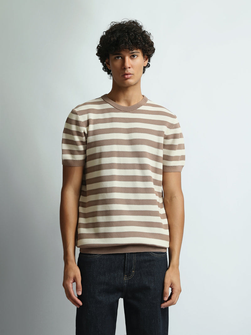 T-Shirt Homme Regular Fit en Maille à Rayures - TSH26SKRS20005TM1