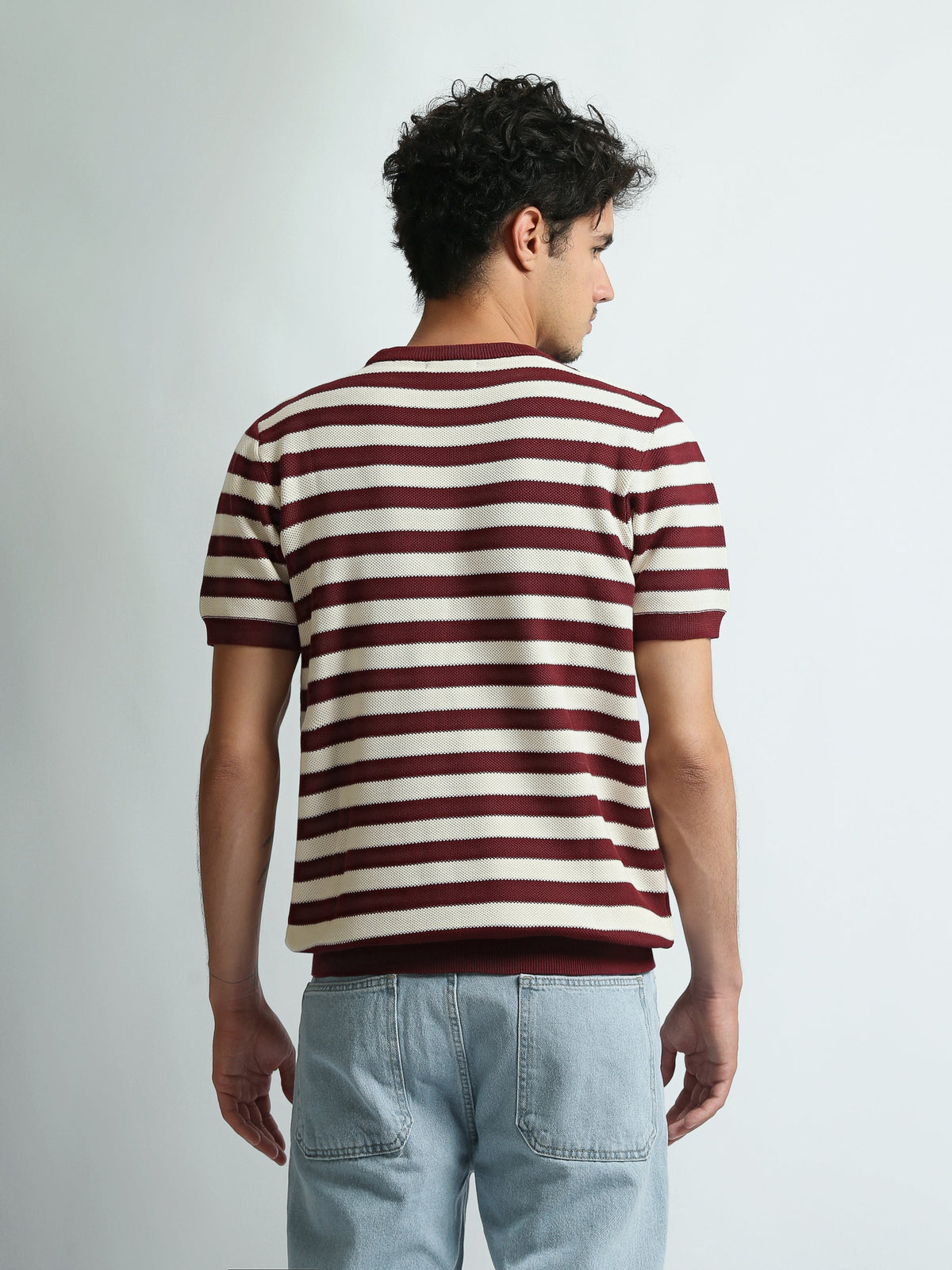 T-Shirt Homme Regular Fit en Maille à Rayures - TSH26SKRS20005TM1