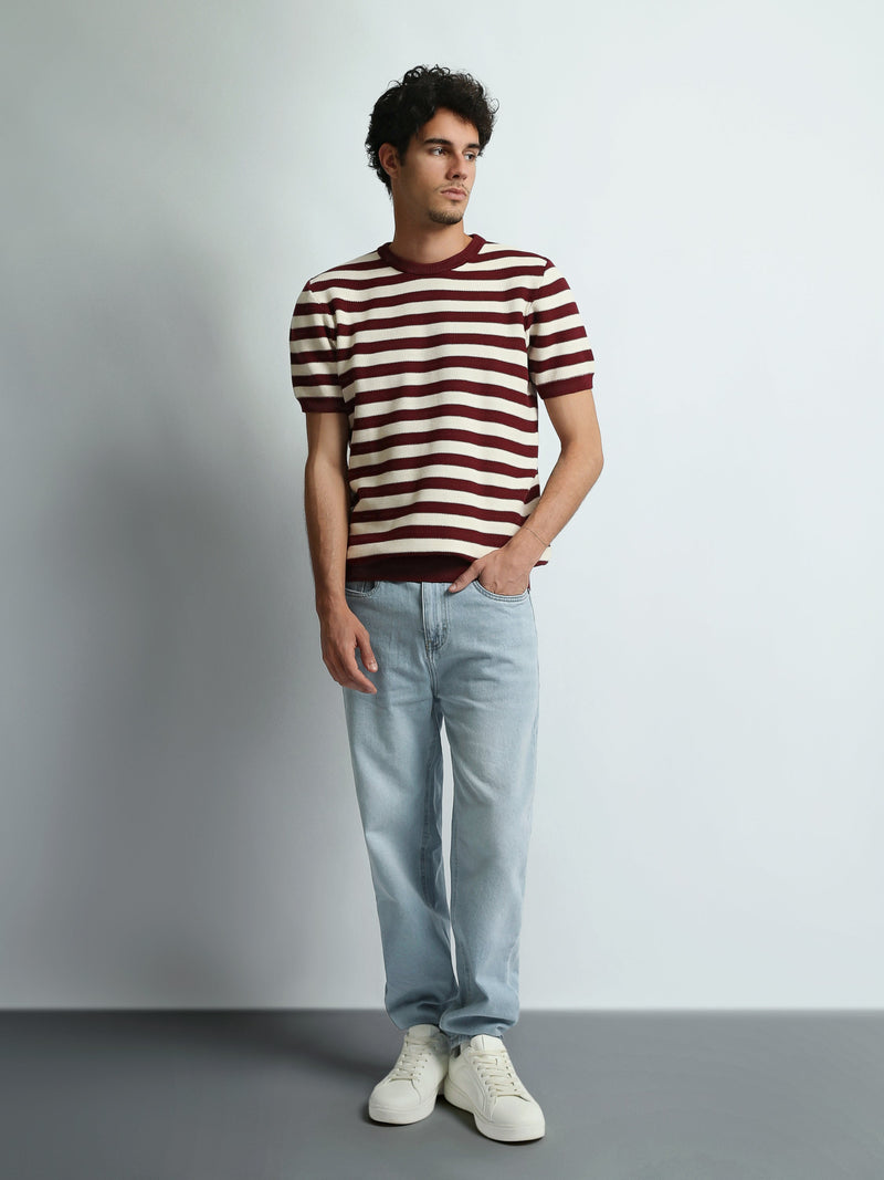 T-Shirt Homme Regular Fit en Maille à Rayures - TSH26SKRS20005TM1