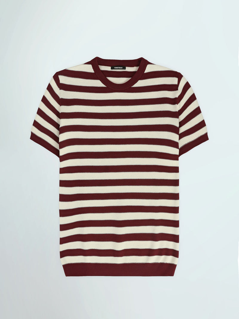T-Shirt Homme Regular Fit en Maille à Rayures - TSH26SKRS20005TM1