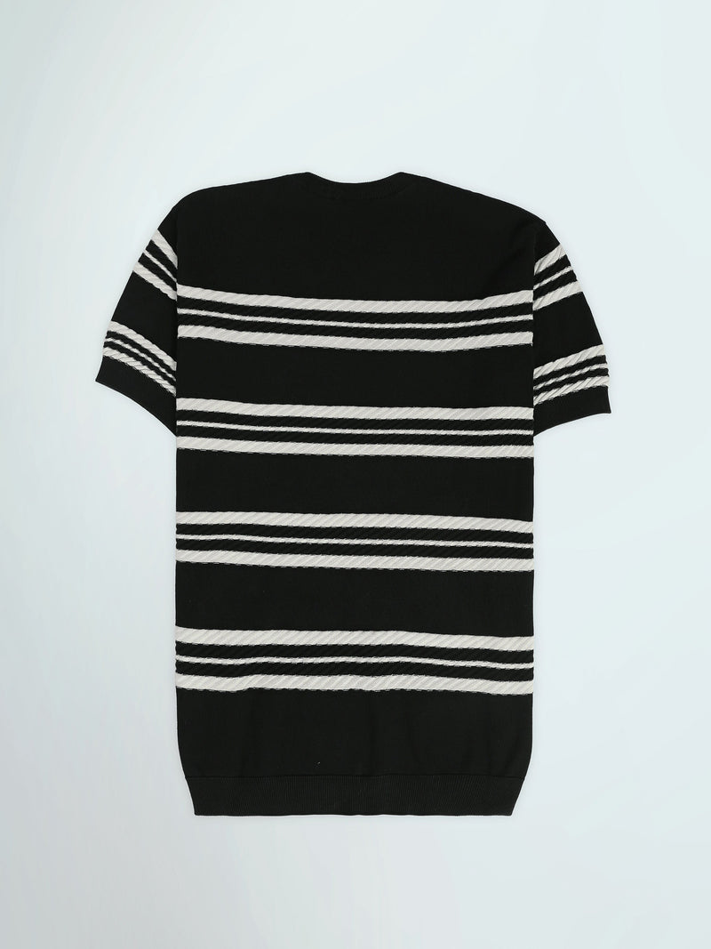 T-Shirt Homme Regular Fit en Maille à Rayures Texturées - TSH26SKRS20047TM1