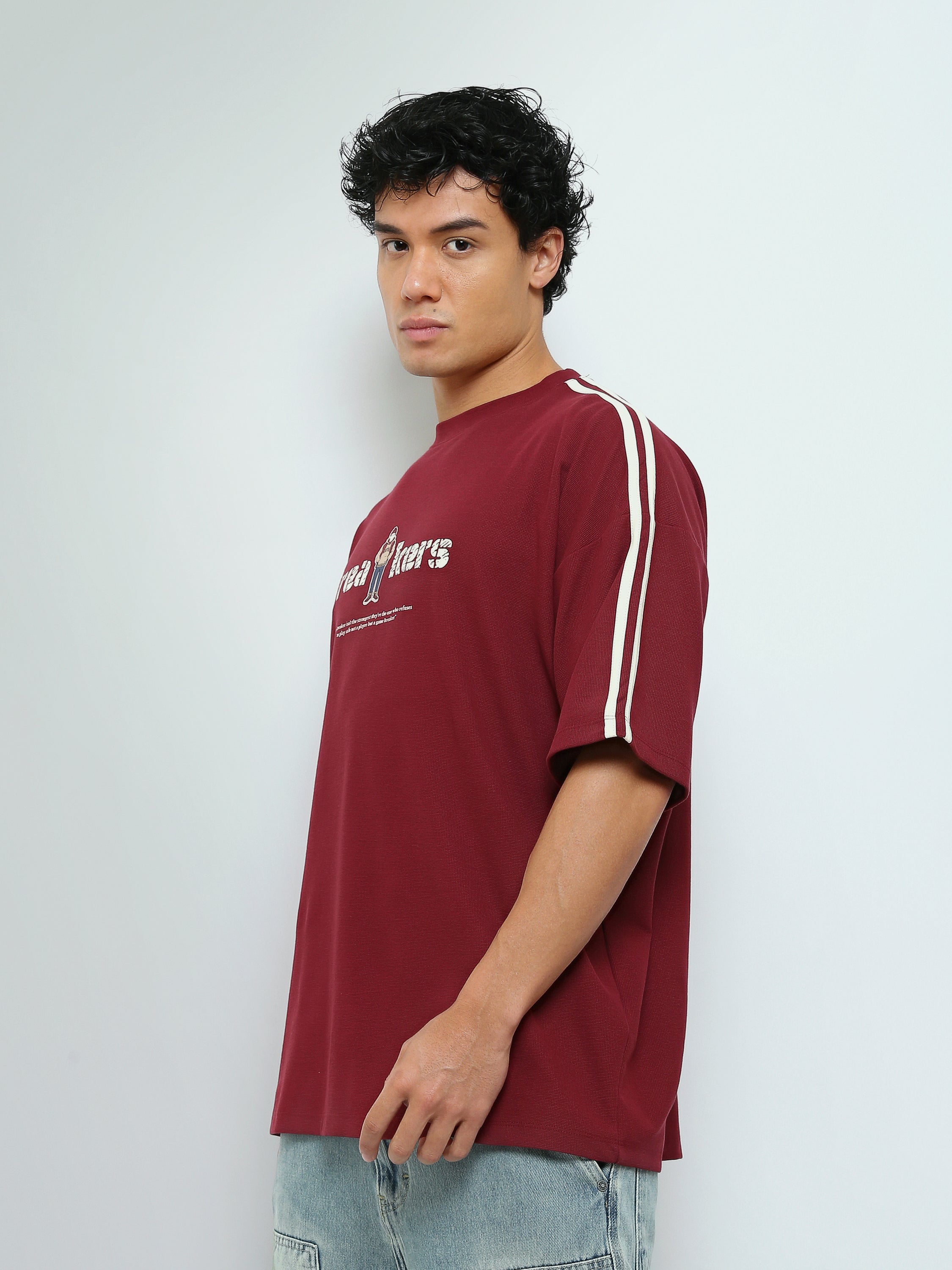 T-Shirt Oversize Homme à Imprimé Graphique et Bandes - TSH26SPR20045TM1