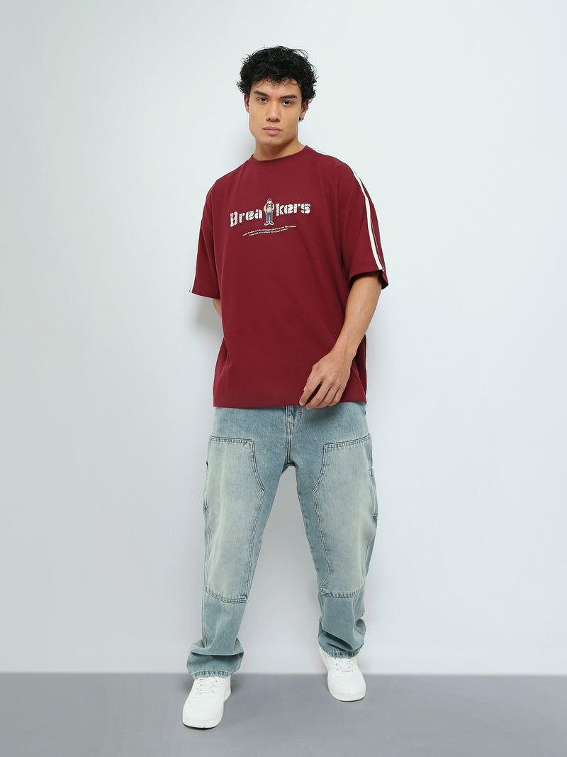 T-Shirt Oversize Homme à Imprimé Graphique et Bandes - TSH26SPR20045TM1