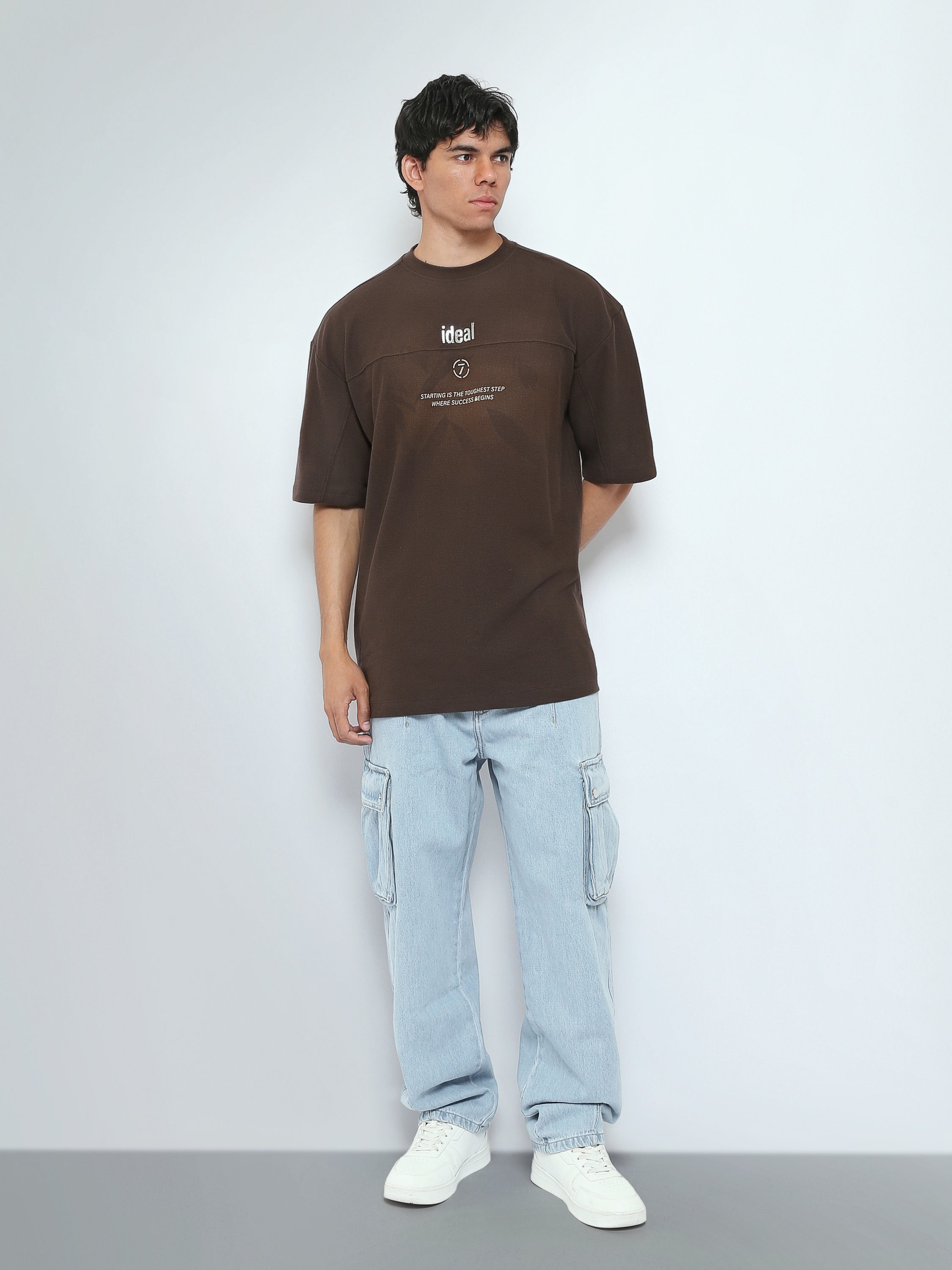 T-Shirt Oversize Homme à Imprimé Typographique Minimaliste - TSH26SPRO20036TM1