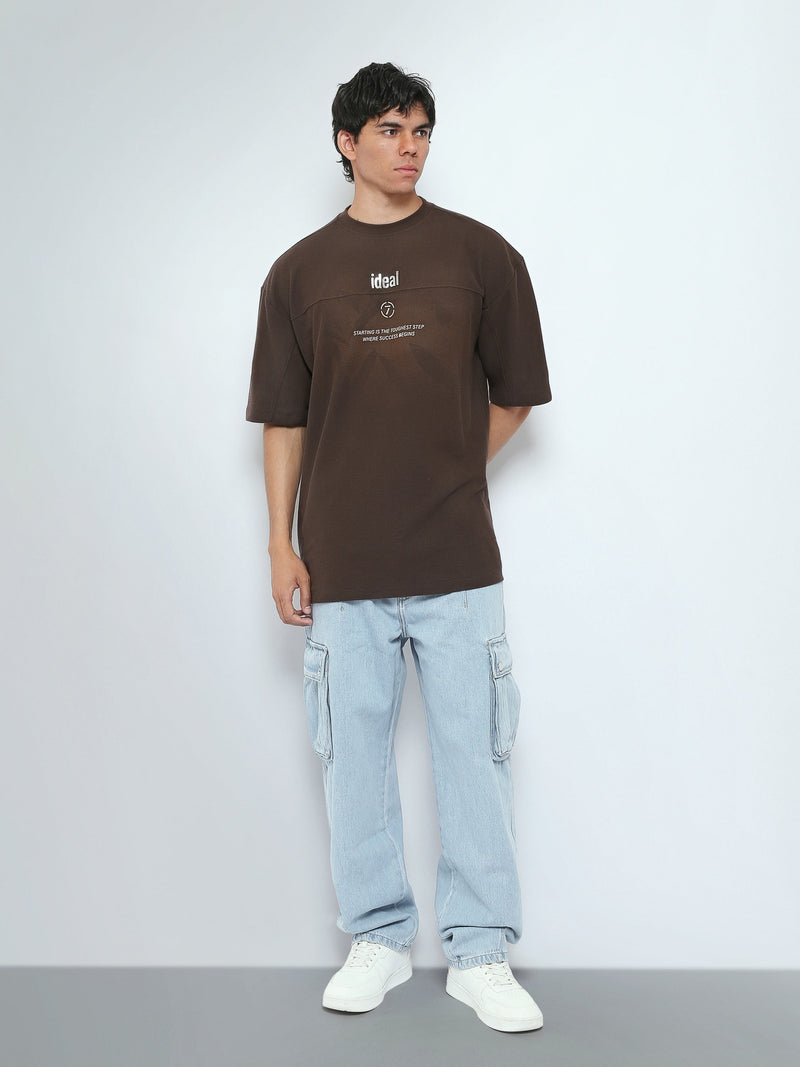 T-Shirt Oversize Homme à Imprimé Typographique Minimaliste - TSH26SPRO20036TM1