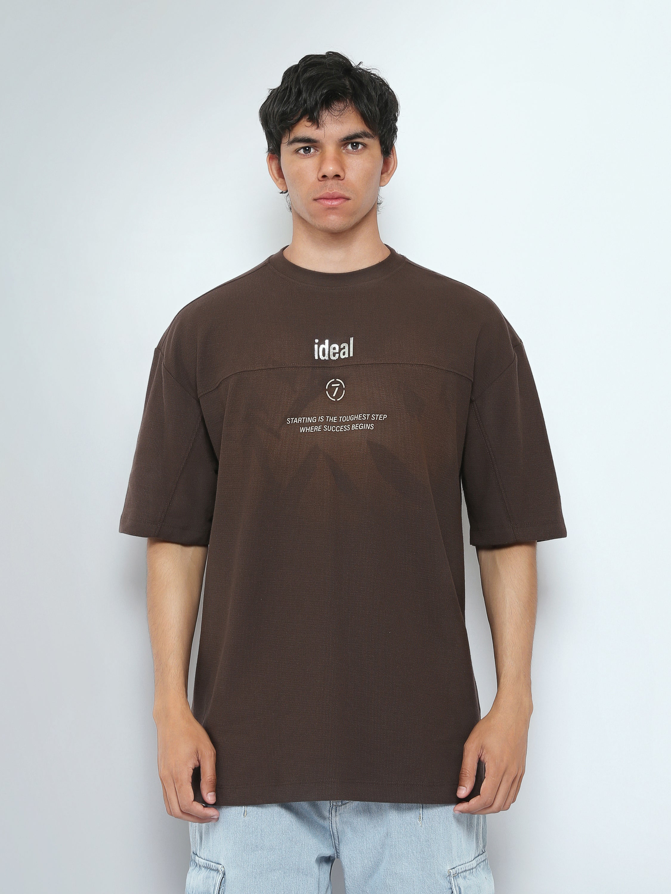 T-Shirt Oversize Homme à Imprimé Typographique Minimaliste - TSH26SPRO20036TM1
