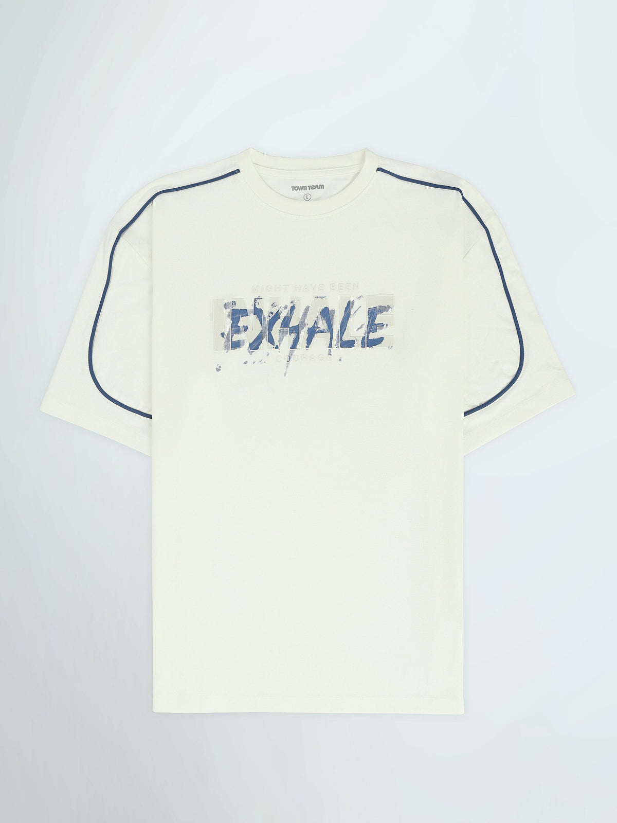 T-Shirt Homme Oversize à Imprimé Exhale et Liserés - TSH26SPRO20278TM1