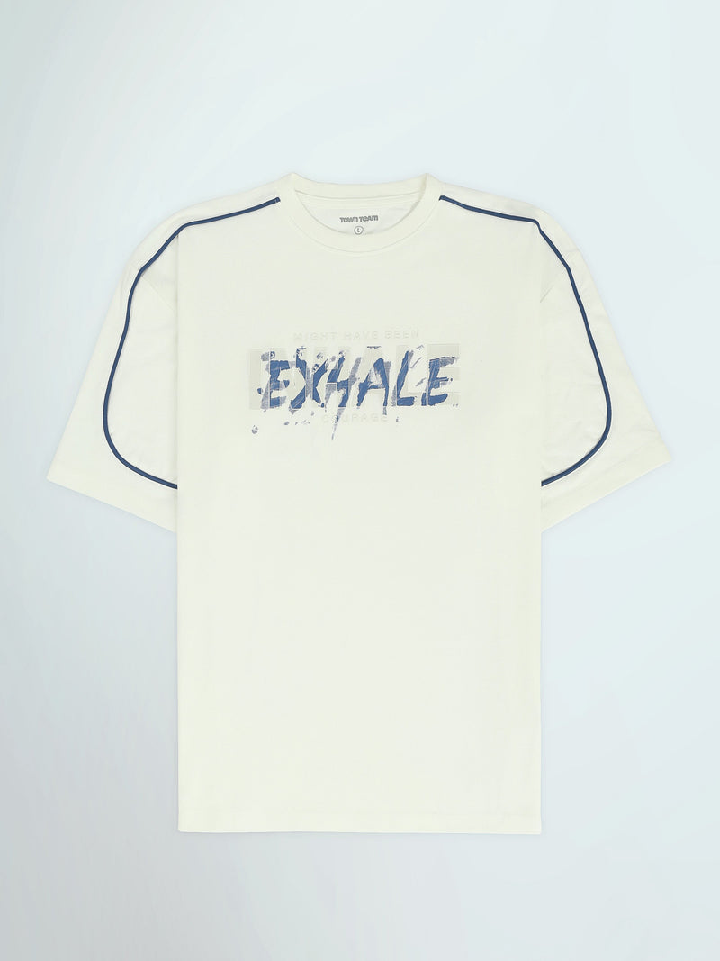 T-Shirt Homme Oversize à Imprimé Exhale et Liserés - TSH26SPRO20278TM1